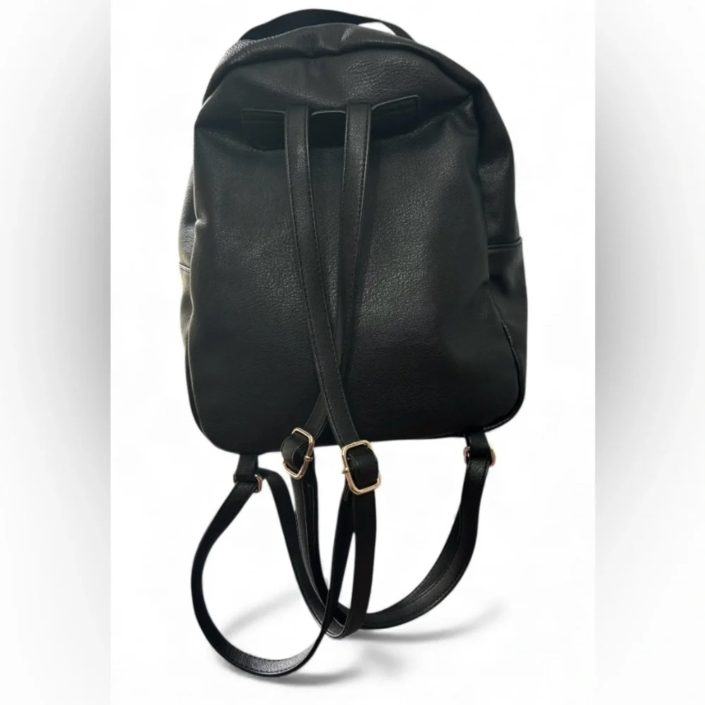 Torrid Elegant Black Faux Leather Backpack With Boucle Sweater Front Pocket